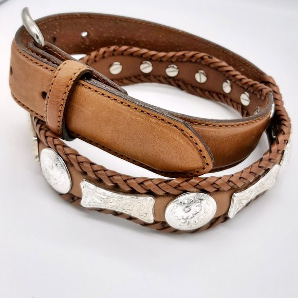 VTG Tony Lama 1 Inch Whipstitch Honey Leather Belt main image 10